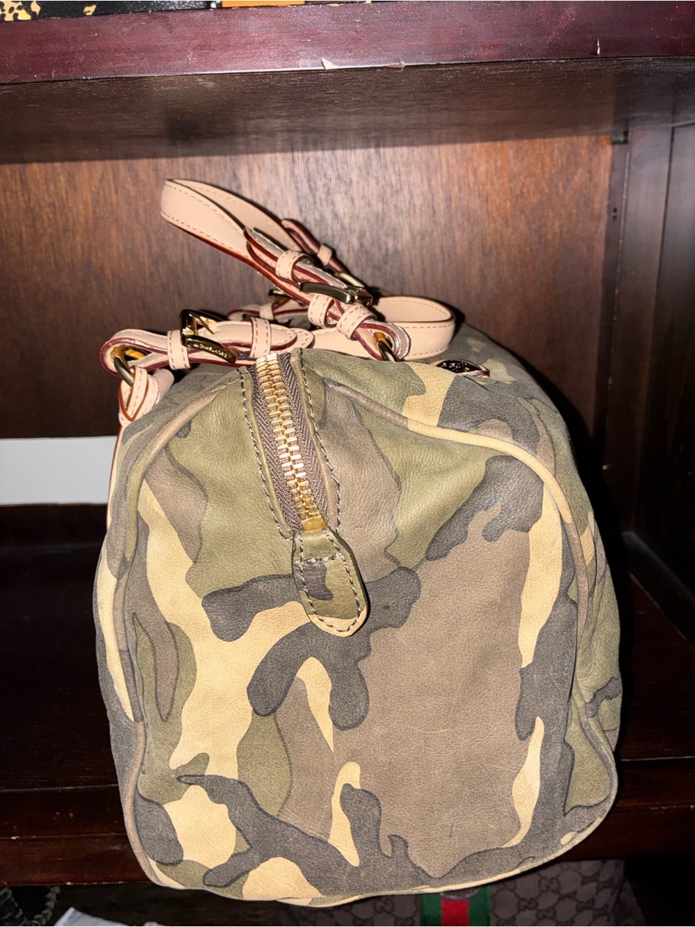 Michael Kors Camouflage Grayson Satchel Bag in Green and Tan - Picture 2 of 3